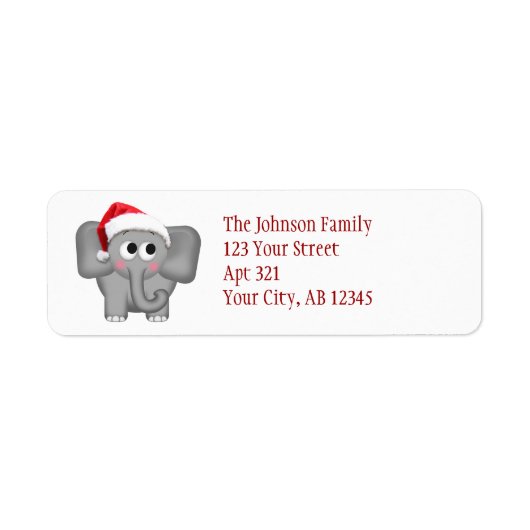Schattigee Santa Hat Olifant - Kerst Adresetikette Etiket (Voorkant)