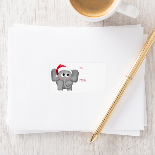 Schattigee Santa Hat Olifant - Kerstcadeau labels (Insitu)