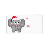 Schattigee Santa Hat Olifant - Kerstcadeau labels (Voorkant)