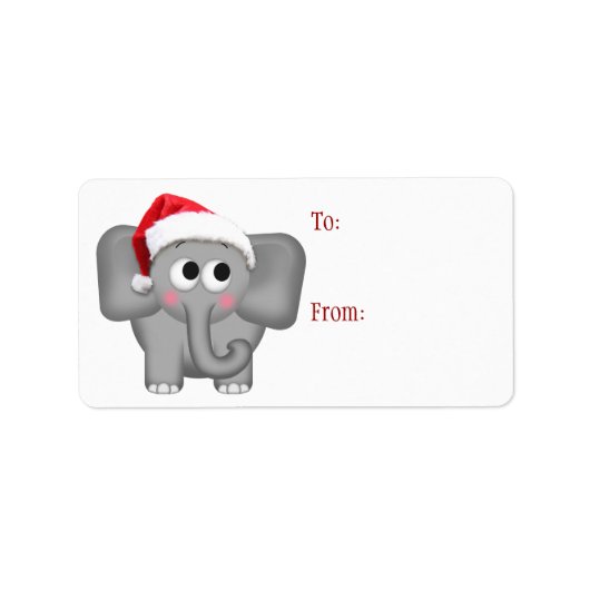 Schattigee Santa Hat Olifant - Kerstcadeau labels (Voorkant)