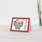 Schattigee Santa Hat Olifant "Merry Christmas" Kaa Feestdagen Kaart (Voorkant)