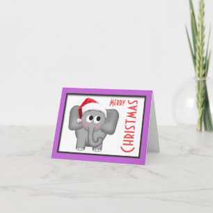 Schattigee Santa Hat Olifant "Merry Christmas" Kaa Feestdagen Kaart