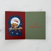 Schattigee Santa hat Owl & aangepaste tekst Feestdagen Kaart (Binnen)