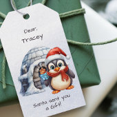 Schattigee Santa Hat Penguin Sneeuwvlokken Kinder  Cadeaulabel