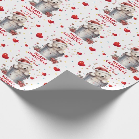 Schattigee Santa Hat Polar Beer Cub Kinder Kerst Cadeaupapier (Hoek)