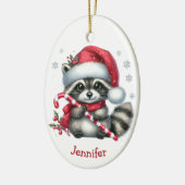 Schattigee Santa Hat Raccoon Kerstmis Keramisch Ornament (Links)