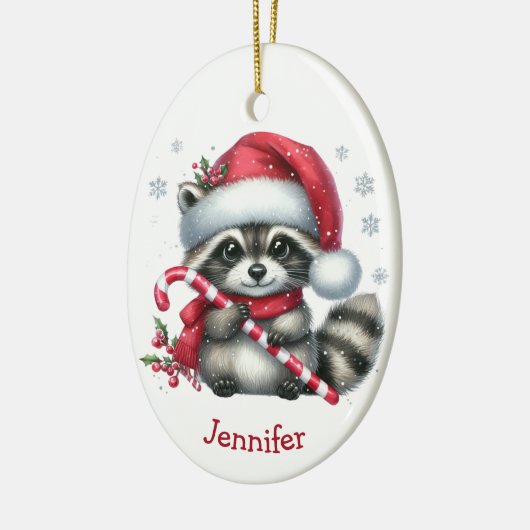 Schattigee Santa Hat Raccoon Kerstmis Keramisch Ornament (Links)