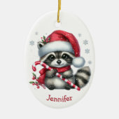 Schattigee Santa Hat Raccoon Kerstmis Keramisch Ornament (Voorkant)