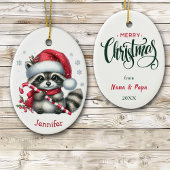 Schattigee Santa Hat Raccoon Kerstmis Keramisch Ornament