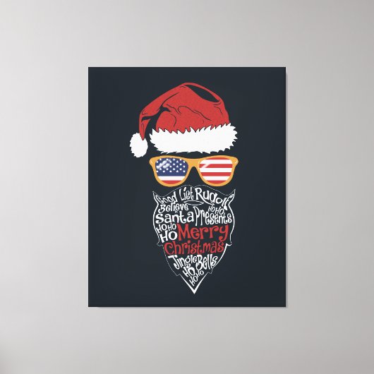 Schattigee Santa Hat USA Flag Zonnebril en Kerst Canvas Afdruk (Voorkant)