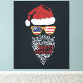 Schattigee Santa Hat USA Flag Zonnebril en Kerst Canvas Afdruk (Insitu (Houten vloer))