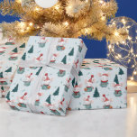 Schattigee Santa Hat White Mice Christmas Cadeaupapier<br><div class="desc">Schattigee cartoon witte muizen dragen kerstmuts patroon kerst inpakpapier.</div>