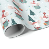 Schattigee Santa Hat White Mice Christmas Cadeaupapier (Rol Hoek)