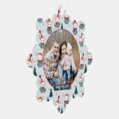 Schattigee Santa Hat White Mice Christmas Foto Ornament Kaart (Rechts)