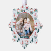 Schattigee Santa Hat White Mice Christmas Foto Ornament Kaart (Links)
