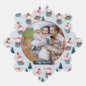 Schattigee Santa Hat White Mice Christmas Foto Ornament Kaart (Achterkant)