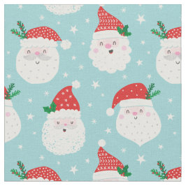 Schattigee Santa Heads op lichtblauw Stof