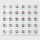 Schattigee Santa Highland Koe Naam Kerst Cadeaupapier (Vlak)