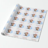 Schattigee Santa Highland Koe Naam Kerst Cadeaupapier (Uitgerold)