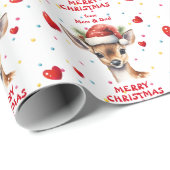 Schattigee Santa Hoed Herten Fawn Kinder Kerstmis Cadeaupapier (Rol Hoek)
