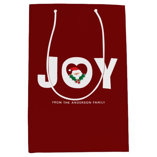 Schattigee Santa & Holly Berries Christmas Joy Medium Cadeauzakje (Voorkant)