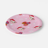 Schattigee Santa Katten Roze Kerst Party Borden Papieren Bordje (Gekanteld)