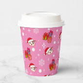 Schattigee Santa Katten Roze Kerst Party Cups Papieren Bekers (Links)
