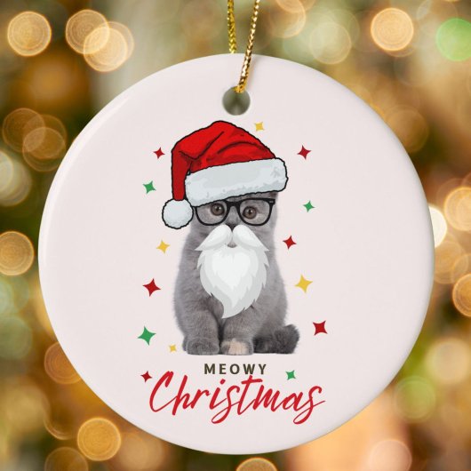 Schattigee Santa Kitten Meowy Kerst Keramisch Ornament