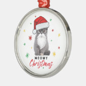 Schattigee Santa Kitten Meowy Kerst Metalen Ornament (Links)