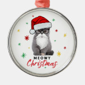 Schattigee Santa Kitten Meowy Kerst Metalen Ornament (Voorkant)