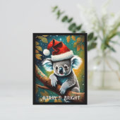 Schattigee Santa Koala op boomtak Kerstmis Briefkaart (Staand voorkant)
