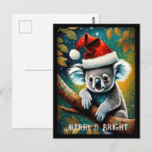 Schattigee Santa Koala op boomtak Kerstmis Briefkaart (Voorkant / Achterkant)