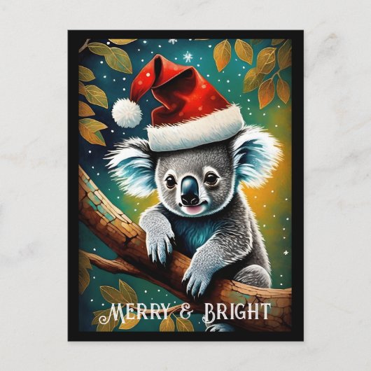 Schattigee Santa Koala op boomtak Kerstmis Briefkaart (Voorkant)