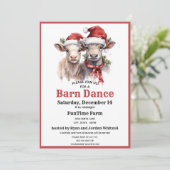 Schattigee Santa Koeien Barn Dance Xmas Party Invi Kaart (Staand voorkant)