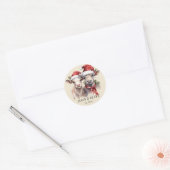 Schattigee Santa Koeien Kerst Winter Wedding Stick Ronde Sticker (Envelop)