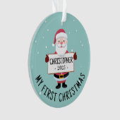 Schattigee Santa Mijn eerste Kerstmis Aangepaste N Ornament (voorkant)
