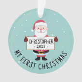 Schattigee Santa Mijn eerste Kerstmis Aangepaste N Ornament (voorkant)