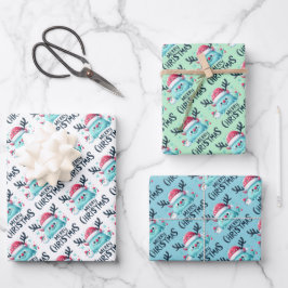 Schattigee Santa Monster Christmas Wrapping Paper 