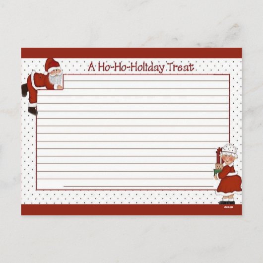 Schattigee Santa / Mrs Claus Blank Recept Kaart (Achterkant)