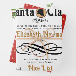 Schattigee Santa Nice Lijst Certificaat Foto Inpakpapier Vel