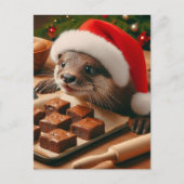 Schattigee Santa Otter Met Brownies voor Kerstmis Briefkaart (Voorkant)
