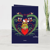 Schattigee Santa Owl Feestdagen kaart met tekst (Achterkant)