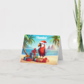 Schattigee Santa Parrot Tropical Beach Kerst Bedankkaart (Voorkant)