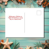 Schattigee Santa Parrot Tropical Beach Kerst Feestdagenkaart