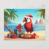 Schattigee Santa Parrot Tropical Beach Kerst Feestdagenkaart (Voorkant)