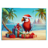 Schattigee Santa Parrot Tropical Beach Kerst Groot Cadeauzakje (Achterkant)