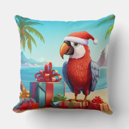 Schattigee Santa Parrot Tropical Beach Kerst Kussen