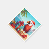 Schattigee Santa Parrot Tropical Beach Kerst Servet (Hoek)