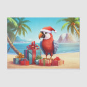 Schattigee Santa Parrot Tropical Beach Kerst Tissuepapier (Voorkant)