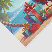 Schattigee Santa Parrot Tropical Beach Kerst Tissuepapier (Detail)